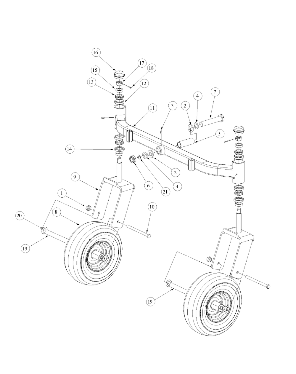 Front Caster Assembly Diagram and Parts List for M60-KW LC-53BB5GFX750-29HP-DFI-OHV-LC Cub Cadet Lawn Tractor